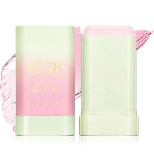 PH Color Changing Blush Stick, Multi-Use Makeup Blush Stick Cream Blush Stick, Tinted Solid Moisturizer Stick for Cheek & Eyes & Lips (#1 PH Shy Pink)