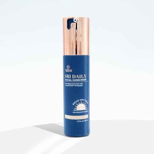 SRILabs Daily Facial Sunscreen - SPF 40 - Anti-Aging with Lipochroman & Peptides - Transparent Zinc Oxide - Universal tint & Weightless - 1.7 OZ