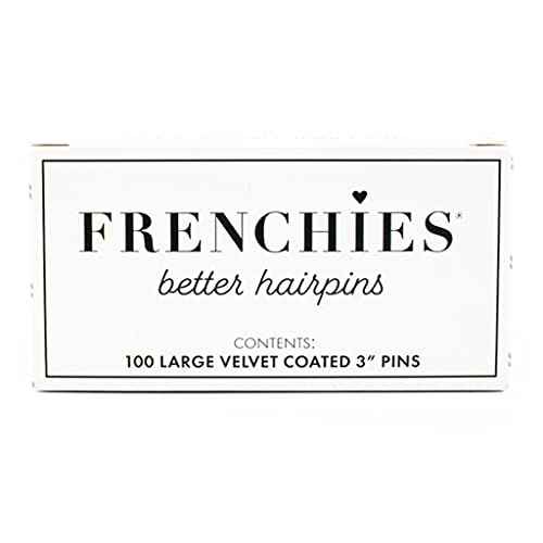 Frenchies French Twist Hair Pin, Ultra Flocked Extra Soft French Hair Pins for Women, Wedding, Updo Extensions, or Wig, 100 Count, Brown, Large (3 inch)