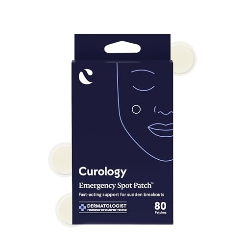 Curology Emergency Spot Pimple Patches for Face, Stocking Stuffer Gifts, Hydrocolloid Pimple Patches Fast-Acting, 80 Count