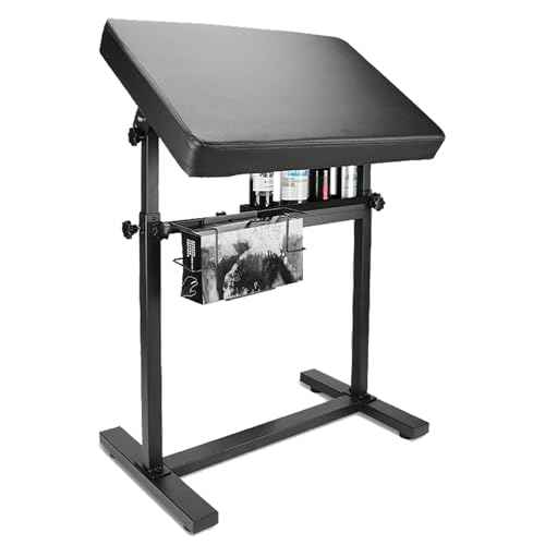 XXL Tattoo Armrest Stand Height and Tilt Adjustable Oversized Tattoo Arm Rest with Ink Rack and Glove Rack for Artist Beauty Table