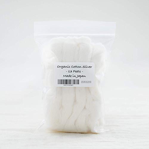 Japanese Organic Cotton Sliver 13 Feets 100% Organic Unbleached [Made in Japan] (4 Packs)