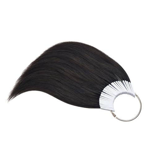 30 Pcs 8" Hair Swatches for Testing Color 100% Real Human Hair Level Swatches for Salon Training (Black)