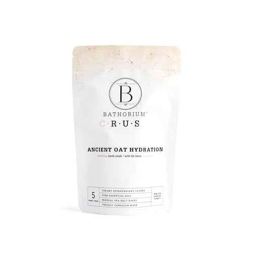 Bathorium Ancient Oat Hydration Crush, Mineral Sea Salt Bath Soak, Skin-Soothing Colloidal Oats, Light Floral Fragrance, pH-Balanced, Approximately 5 Soaks, 21 oz