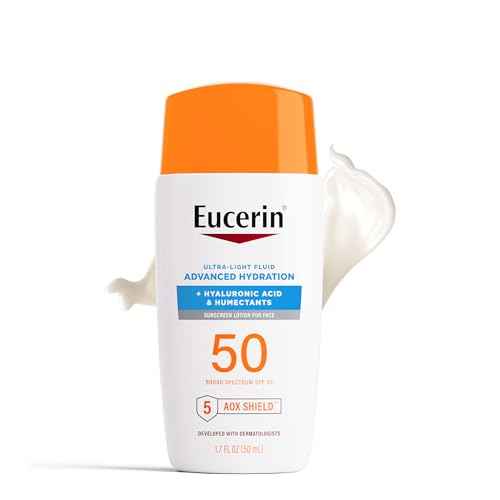 Eucerin Sun Advanced Hydration Ultra-Lightweight Face Sunscreen SPF 50 with Hyaluronic Acid & Humectants, Hydrating Sunscreen for Face, Non Comedogenic and Hypoallergenic, 1.7 Fl Oz Bottle