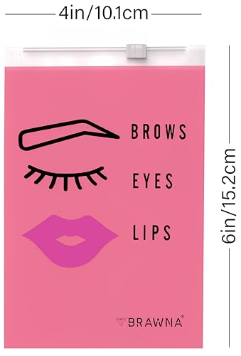 BRAWNA 70 pcs Pink Microblading Aftercare Bags for PMU Instruction Cards - Eyebrow Aftercare Bags - PMU Aftercare bags - PMU Kit - Mini Cosmetic Pouches - Microblading Supplies