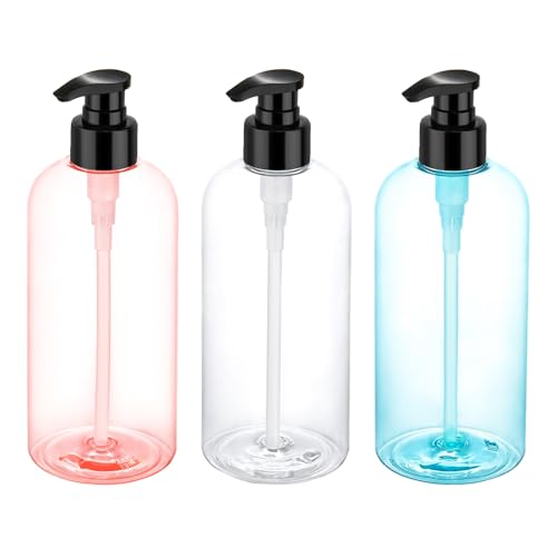 Bynccea Plastic Pump Bottle 16 oz/500 ml Empty Shampoo Pump Bottles Dispenser Portable Pump Bottles for Shampoo and Conditioner Liquid