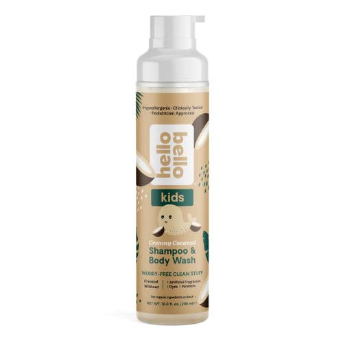 Hello Bello Kids Shampoo & Body Wash - Gentle Hypoallergenic Formula - Vegan and Cruelty-Free - Creamy Coconut Scented - 10 fl oz