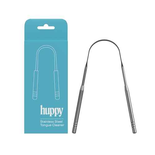 HUPPY Stainless Steel Tongue Cleaner ? Reusable Tongue Scraper for Fresh Breath & Oral Hygiene | Durable Zero-Waste Tool, Removes Tongue Coating, Easy to Clean