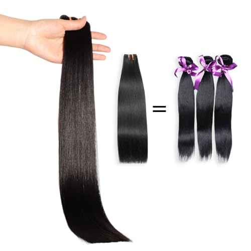 BLACKMOON 16a Raw Indian Hair Bundles 100% Unprocessed Raw Human Hair Straight Bundles Triple Lifespan Than Regular Virgin Hair 20 Inches Double Weft 100g/Bundle Natural Black