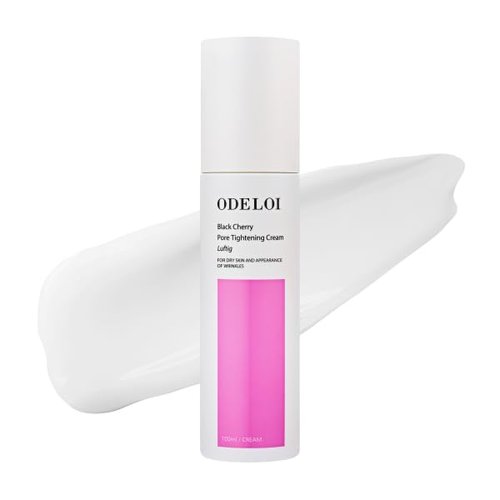 ODELOI Black Cherry Pore Tightening Cream Luftig, Pore Minimizer, Black Cherry Extract, AHA, Hydrolyzed Collagen, Korean Skincare, All Skin Types, 3.3 fl.oz / 100ml
