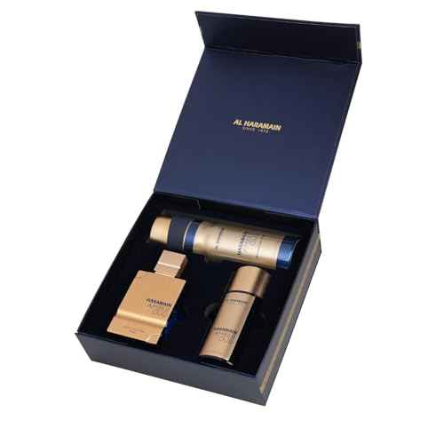 Al Haramain Amber Oud Bleu Edition 3 Pc Gift Set for Unisex - Luxury Cologne & Perfume for Men & Women - 2.5oz EDP Spray, 1oz EDP Spray, 6.6oz Body Spray - Arabian & Arabic Long Lasting Fragrance