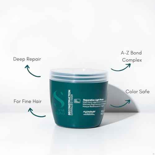 ALFAPARF MILANO Semi di Lino Reconstruction Bond Repair Hair Mask for Damaged Hair - Recommended for Fine Hair ? Hair Repair Mask - Restructures - Color Safe - Deep Conditioner - Vegan (17.2 oz)