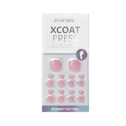 BTArtbox Press on Toenails Short, White French Tips Toenail Press Ons Square for Women, Light Weight Press on Toe Nails with Glue, Fake Toenails in 16 Sizes- 32 Toenails Kit, Timeless Grace
