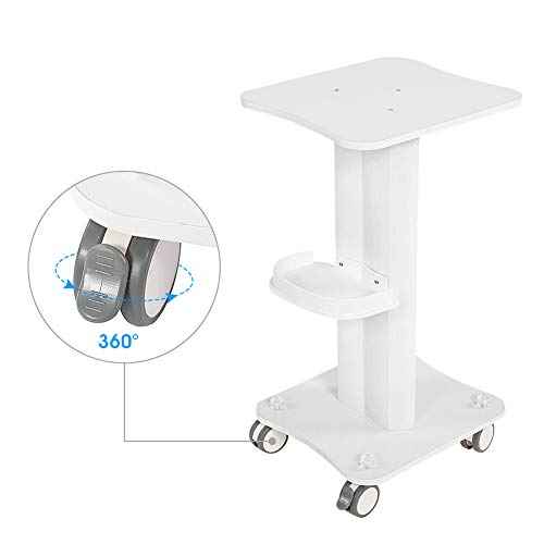 Salon Trolley, ABS Salon Tray Cart Utility Carts Massage Tools Beauty Hairdressing Rolling Trays Trolley Cart with Wheels Use Pedestal Cart Spa Trolley Aluminum Alloy Stand Instrument, White