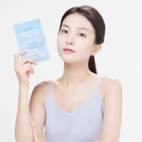 SUPER AQUAGEL OASIS AMPULE MASK | Hydrating, Soothing, Blemish Care | Hyaluronic Acid, Allantoin | Korean Face Mask (10 Count (Pack of 1)