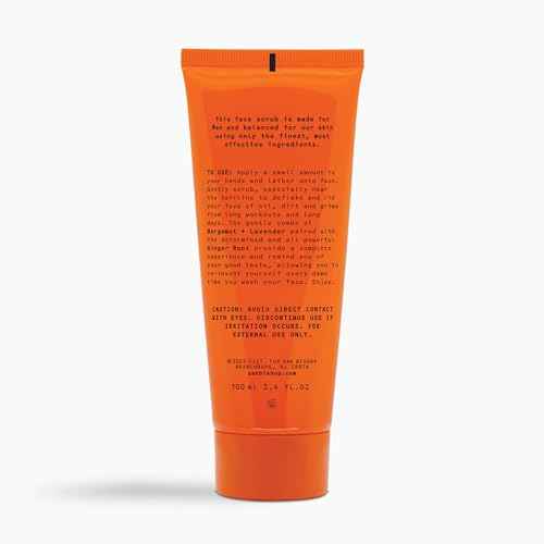 Juggernaut Men's Volcanic Sand Facial Scrub, Bergamot, Lavender and Ginger Root, 3.4 fl oz