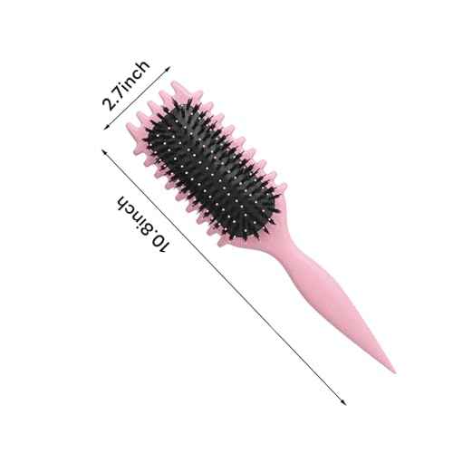 Curl Defining Brush, Multi Purpose Styling Brush for Separating, Combing and Curling Hair to Reduce Pulling (Pink)