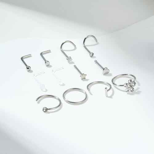 TOKRING Nose Piercing Kit - 2 Packs Self Piercing Gun with Studs & Rings, Disposable Safety Nose Piercing Gun Kit