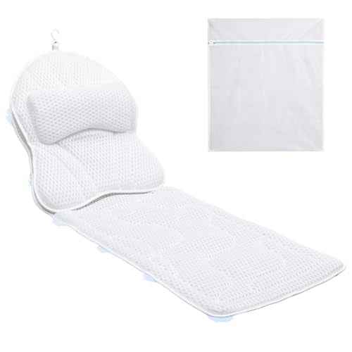 Luxury Spa Bath Pillow, Thick Full Body Cushion with Laundry Bag, Non-Slip Memory Foam for Head, Neck, Back Support, Ideal Women's Soaking Tub Gift