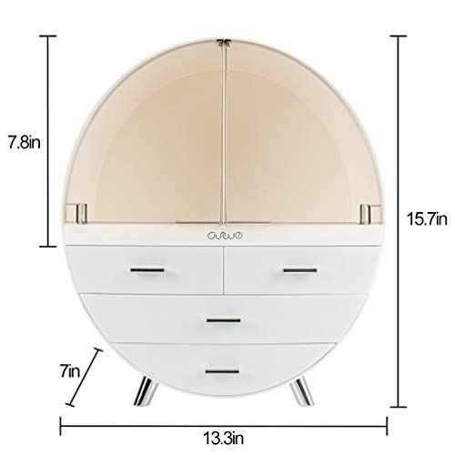 Elegant Dustproof Makeup Storage Organizer Box, Waterproof Large Cosmetics Organizer Storage with Drawers Skincare Cosmetic Display Cases for Countertop Bathroom Dresser Dedroom