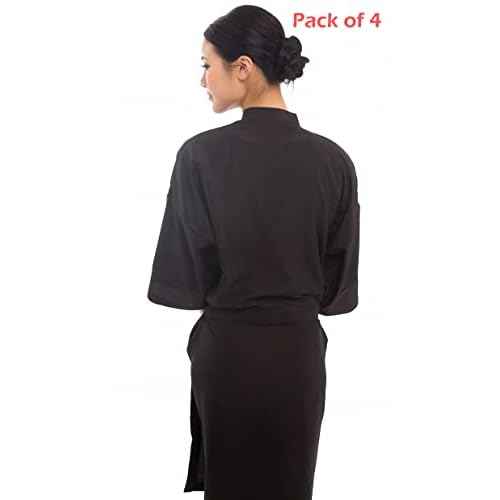 PERFEHAIR Salon Client Gown Robes Cape, Pack of 4, Hairdressing Gown Smock for Hair Stylist to Hair Cutting, Hair Coloring-Black
