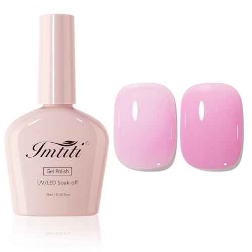 Imtiti Gel Nail Polish, Sheer Jelly Baby Pink Color UV/LED Soak Off Gel Polish for DIY Nail Art Manicure and Pedicure at Home (0.34 Fl Oz-970)