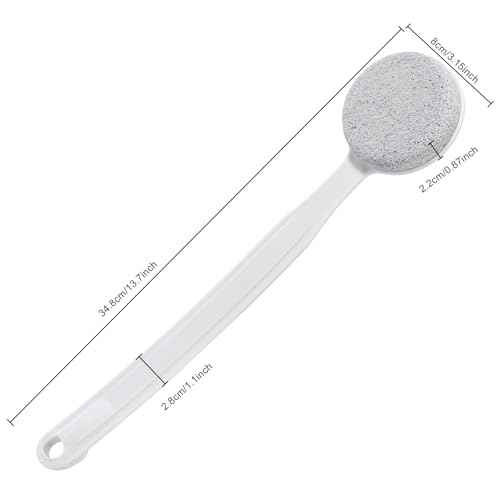 Pumice Stone for Feet with Long Handle 13.7", Hard Skin Callus Remover, Scrubber and Exfoliator for Dead Dry Skin, Softer & Smoother Feet, Pedicure Tool (Curved)