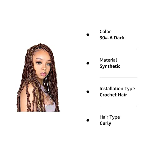 LocsGuard Faux Locs Crochet Hair Brown Soft Locs 36 inch 6 Packs color 30 Natural Butterfly Locs Crochet Hair For Black Women Goddess Locs Crochet Hair (36 Inch (Pack of 6), 30#-A(Dark)