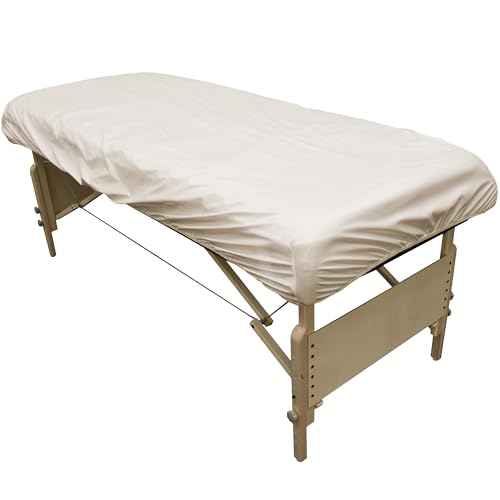 Body Linen Massage Table Cover - Reusable Barrier with Wipe Clean Surface. Waterproof PUL Material, Machine Washable. Protects Massage Table, Warmer and Pad - 1 Pack - Natural