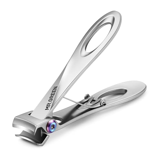 MR.GREEN Nail Clippers Wide Jaw Opening Stainless Steel Fingernail Clipper Thick Hard Toenail Cutter Manicure Scissors Tools (Nail Clipper (Large))
