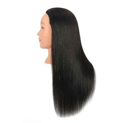 FUTAI Natural 28 Inch 100% Human Hair Mannequin Head with Table Clamp Stand for Hairdresser Practice Braiding Styling Manikin Cosmetology Doll Training Head Bleaching Dyeing Curling Cutting Display