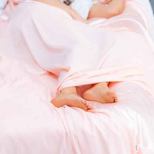 Dreamaway Self Tan Sleep Sack Silky Satin Travel Sheet with Sewn-in Pillow Holder, 2 Easy Access Zippers and Bonus Pillow Case Spray Tanning Lotion Stain Protection