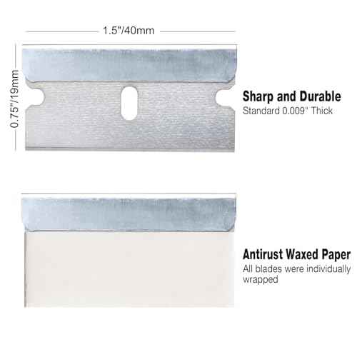 Great Andrew Single Edge Razor Blades, 200 Pack Straight Edge Razor Blade Safety Refills Blades Scraper for Box Cutting, Crafts, DIY, Heavy Duty & Industrial Use