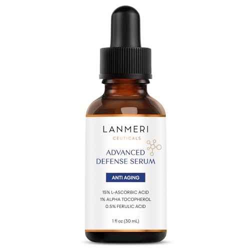 Lanmeri Ceuticals 15% Vitamin C + E + Ferulic Serum: Vitamin C Serum for Face with Vitamin E, Ferulic Acid ? Brightening, Anti-Aging, Anti-Wrinkle & Hydration ? for Dark Spots & Uneven Skin (1 fl oz)