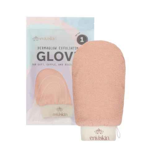 Dermaglow Deep Exfoliating Glove - Plant Based Body Exfoliator for Kerotosis Pilaris & Spray Tan Removal -Pink
