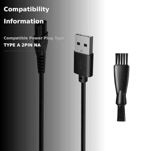 wotdmu Charger Cord for OLOV Electric Trimmer YP-7032, Fit for OLOV Electric Groin Hair Trimmer, USB Charger Cord Compatible with OLOV Body Hair Trimmer for Bikini Women, with 1 Cleaning Brush