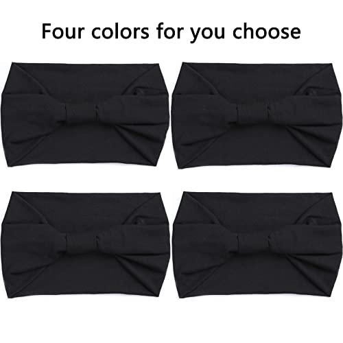 Xtrend 4 Pack Wide Headband Fashion Headbands Boho Elastic Knotted Non-slip Headband Suitable For Black Women Wigs Hair With Simple Headband Outdoor Yoga Sports Printing Hair Accessories