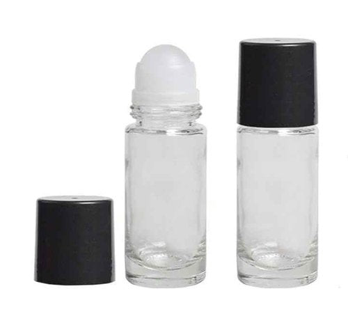 BWESOO 2Pcs Black Clear 30ML Empty Glass Essential Oil Roller Bottles Vials Containers Refillable Roll-on Bottles with Funnel Refillable Cosmetic Containers Balls