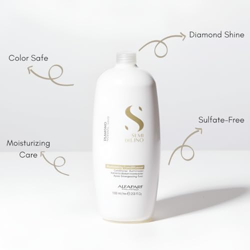 Alfaparf Milano Semi Di Lino Diamond Shine Illuminating Hair Conditioner - Sulfate Free - For Normal Hair - Safe on Color Treated Hair - Paraben and Paraffin Free - Professional Salon Quality, 6.76 Fl Oz