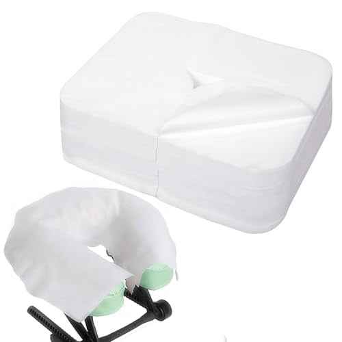 Disposable Face Cradle Covers 500 Count, Medical-Grade, Luxurious, Soft Nonwoven Face Cradle Cover for Massage Table & Chair, Disposable Headrest Covers 16''*12'', White