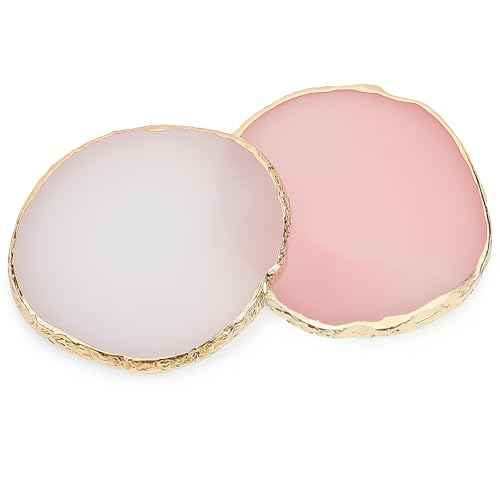 Pengxiaomei 2 Pcs Resin Nail Art Palette, Nail Polish Palette Nail Art Tools Gold Edge Nail Stuff Nail Art Display Board