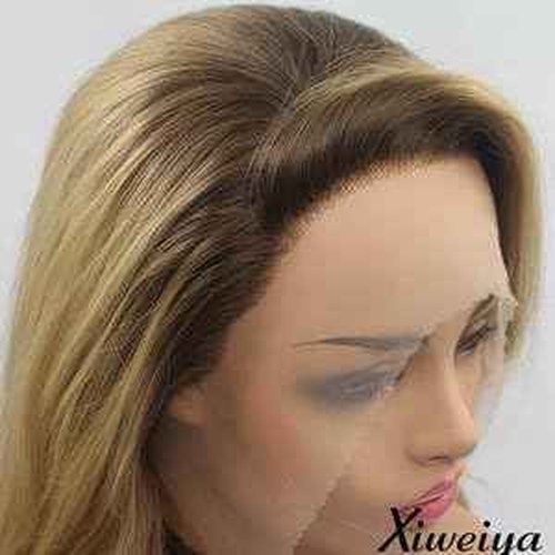 xiweiya Light Blonde Lace Front Wig with Brown Roots Long Body Wave Blonde Mixed color Side Part Glueless Natural Looking Lace Front Wigs Heat Resistant Hair for Women 24inch