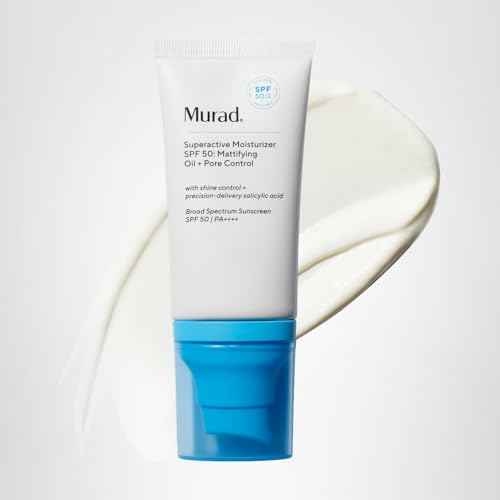 Murad Superactive Mattifying Oil and Pore Control Moisturizer SPF 50 - Shine Free Hydrating Facial Sunscreen Supercharged with Salicylic Acid To Smooth Texture and Minimize Look of Pores - 1.7Fl Oz