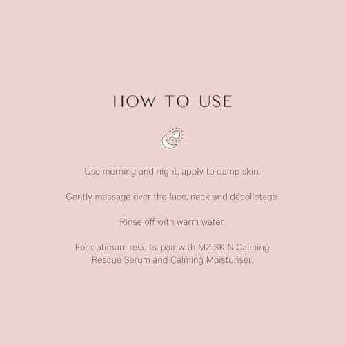 MZ SKIN Calming Cream Cleanser 3.4 fl oz - Gentle Omega-Rich Face Wash with Prebiotic Technology, Vitamin E to Sooth & Restore Skin Barrier for Sensitive & Redness Prone Skin, Fragrance Free