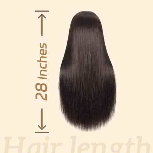 WeiRan 26"-28" Mannequin Head Styling Head with Hair Cosmetology Manikin Doll Training Head for Hairdresser Practice Braiding Free Clamp Holder and Comb (a01-block)