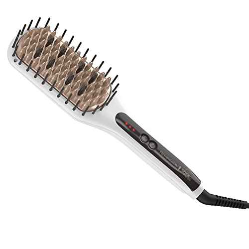 Remington Shine Therapy Hair Straightener Thermal Brush - Ceramic Infusion Technology, Argan Oil & Keratin Infused, One Pass Hair Straightener Brush with 7 Precision Heat Settings, Cool Tip Bristles