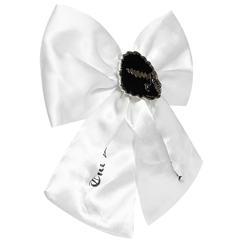 LUV HER Universal Monsters - Gothic Jewelry Long Tail Silk Alike Premium Feel Hair Bow for Girls with Alligator Clip with Charm - Hair Accessory, Ages 3+
