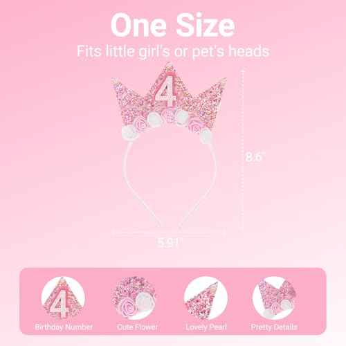 Birthday Tiara Crown with Sash for Party Decorations
