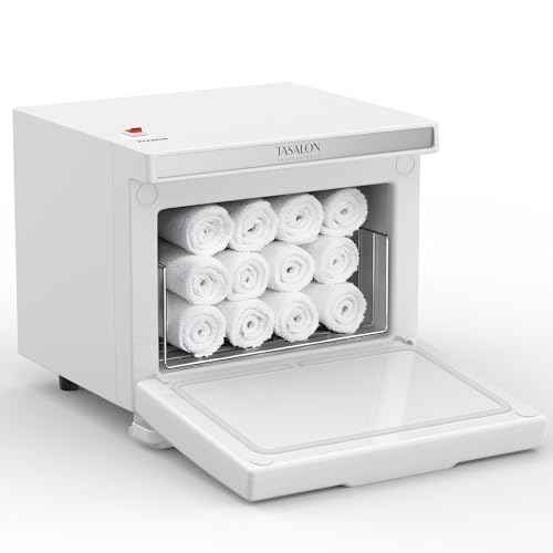 TASALON 8L Towel Warmer Hot Cabinet Box, Aluminum Inner Chamber, Removable Tray, Fast Heating for Beauty Spa Salon Massage - White